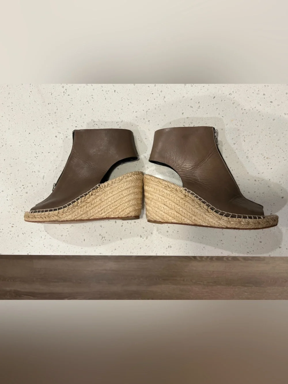 Celine Paris Brown Leather Espadrille Wedge Sandals EU 39